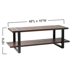 Reclaimed Wood and Metal Bench with Shelf