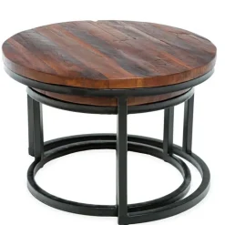 Reclaimed Wood Round Nesting Tables, Set of 2