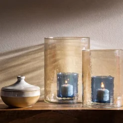 Recycled Double Glass Hurricane, Tall