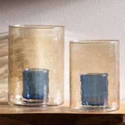 Recycled Double Glass Hurricane, Tall