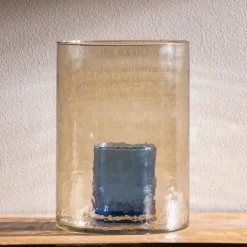 Recycled Double Glass Hurricane, Tall