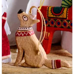 Recycled Fabric-Mache Dog Ornament