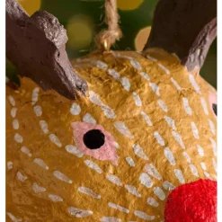 Recycled Fabric-Mache Reindeer Ornament