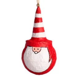 Recycled Fabric-Mache Santa Claus Ornament