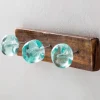 Recycled Glass and Reclaimed Wood Hooks - 3 Hook