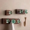 Recycled Glass and Reclaimed Wood Hooks - 2 Hook