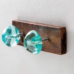 Recycled Glass and Reclaimed Wood Hooks - 2 Hook