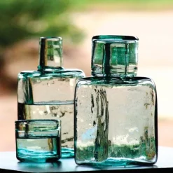 Recycled Glass Bedside Water Carafe and Drinking Glass Set