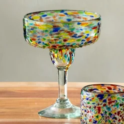Recycled Glass Confetti Margarita Glasses, Set of 4