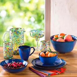 Recycled Glass Confetti Margarita Glasses, Set of 4