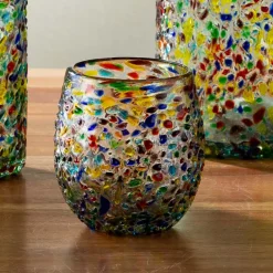 Recycled Glass Confetti Stemless Wine Glasses, Set of 4