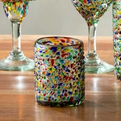 Recycled Glass Confetti Tumbler Glasses, Set of 4