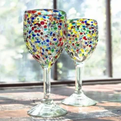 Recycled Glass Confetti Wine Glasses, Set of 4