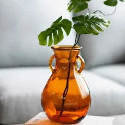 Recycled Glass Pitcher Vase - Amber