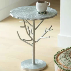 Recycled Metal Branch Side Table - Silver