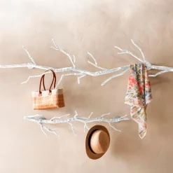 Recycled Metal Branch Wall Rack, 5' - White
