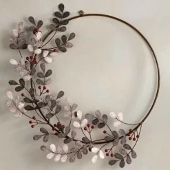 Recycled Metal Olive Leaf and Berry Wreath