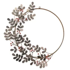 Recycled Metal Olive Leaf and Berry Wreath