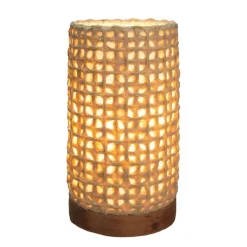 Recycled Paper Mini Lamp on Mango Wood Base - Mesh