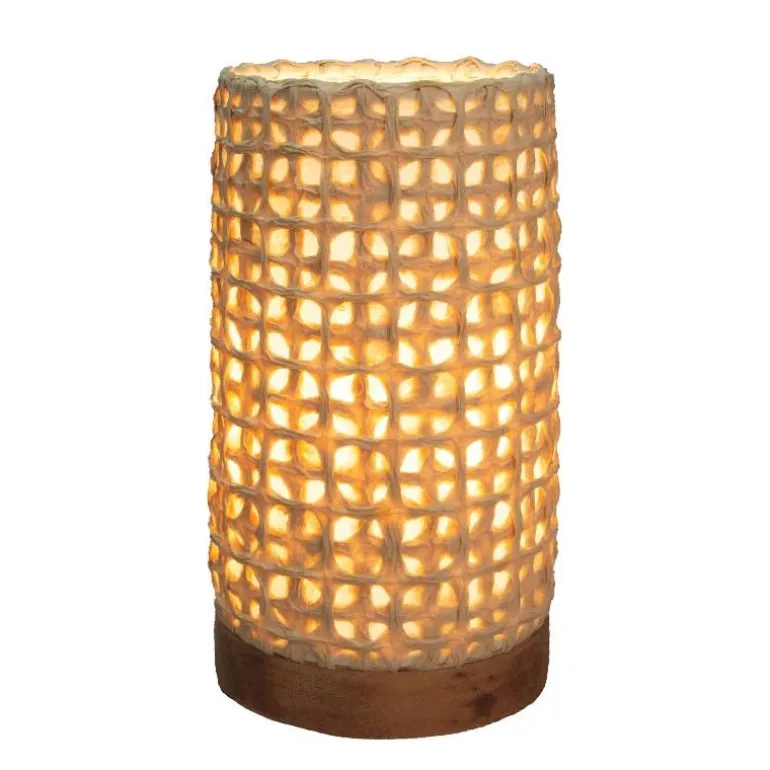 Recycled Paper Mini Lamp on Mango Wood Base - Mesh