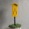 Recycled Plastic Yellow Butterfly House, Pole Mounted