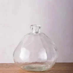 Recycled Round Glass Balloon Vase, 13" - Clear