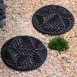 Recycled Rubber Garden Stepping Mats, Set of 3 - Leaf