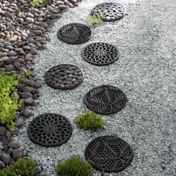 Recycled Rubber Garden Stepping Mats, Set of 3 - Leaf