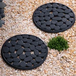 Recycled Rubber Garden Stepping Mats, Set of 3 - Pebble