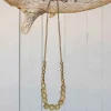 Recycled Sea Glass Beaded Brass Necklace (amber)