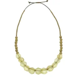 Recycled Sea Glass Beaded Brass Necklace (amber)