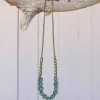 Recycled Sea Glass Beaded Brass Necklace (aqua)