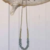 Recycled Sea Glass Beaded Brass Necklace (gray)