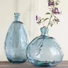 Recycled Tall Glass Balloon Vases 13" and 19" (smoky blue set of 2)