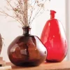 Recycled Tall Glass Balloon Vases 13" and 19" (chocolate and red set of 2)