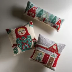 Red House Hand-Hooked Wool Pillow