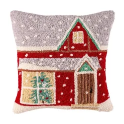 Red House Hand-Hooked Wool Pillow