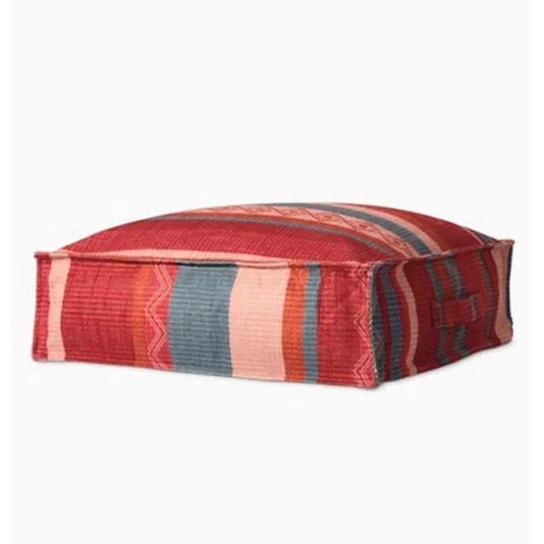 Red Patchwork Square Pouf