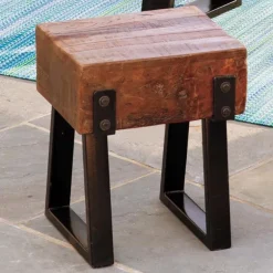 Richland Indoor/Outdoor Reclaimed Wood Stool/Side Table