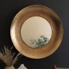 Round Hand Hammered Antique Brass Frame with Mirror