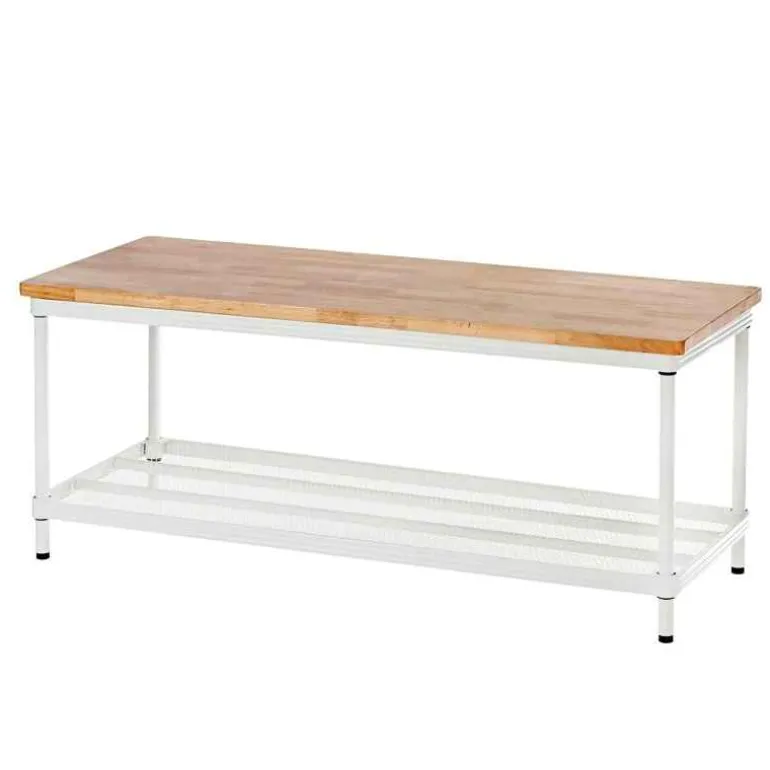 Rubberwood Entryway Bench (white)