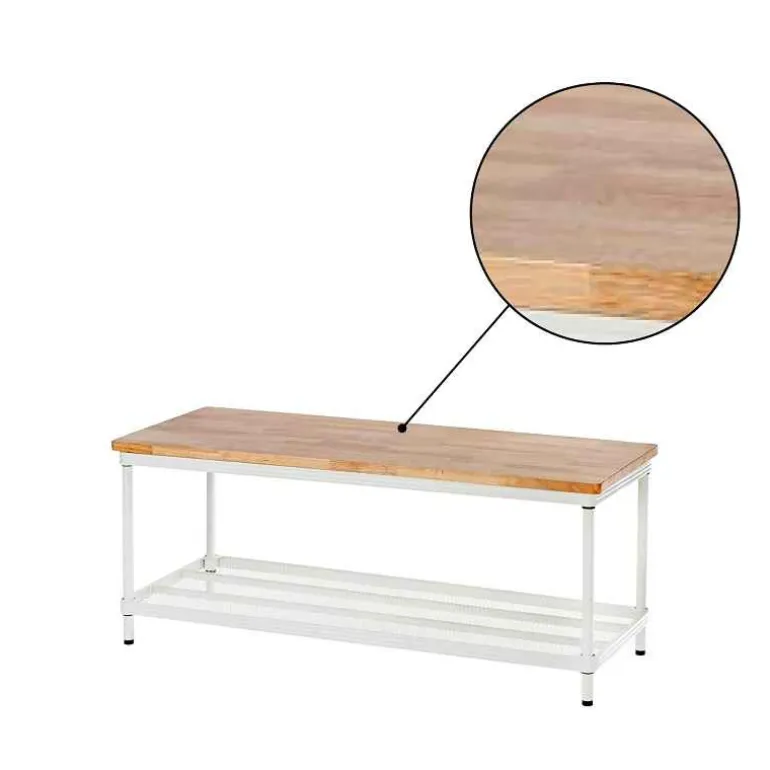 Rubberwood Entryway Bench (white)