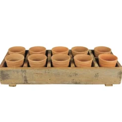 Rustic Wood Caddy with 10 Cups