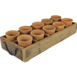 Rustic Wood Caddy with 10 Cups