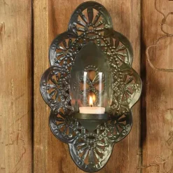 Sala Iron Black Wall Sconce with Glass Hurricane