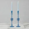 12" Sapphire Blue Glass Candlesticks, set of 2