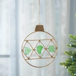 Seaglass and Metal Ornament - Round