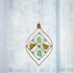 Seaglass and Metal Ornament, Teardrop Finial