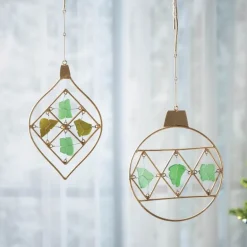 Seaglass and Metal Ornament, Teardrop Finial