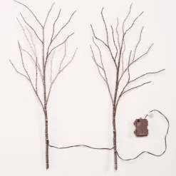 Set of 2 Connected Indoor/Outdoor Lighted Birch Branches - Brown